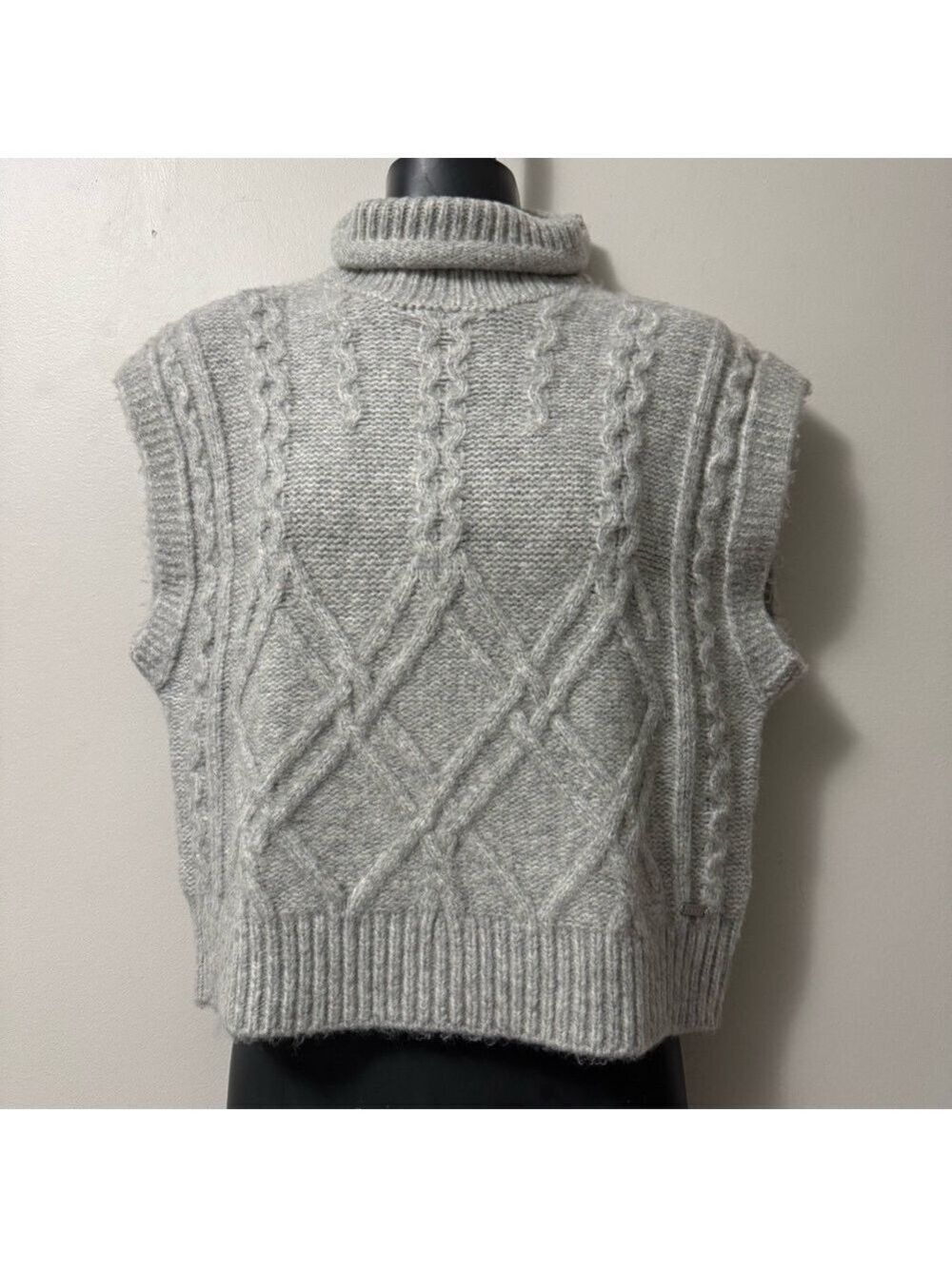 Guess Gray Cowl Neck Cable Knit Sweater Small